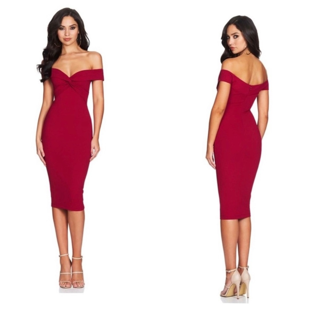 Nookie Dolly Twist Front Off-Shoulder Red Dress